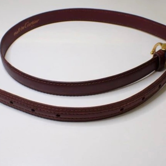 Must De Cartier burgundy Double C Belt - Picture 3 of 5